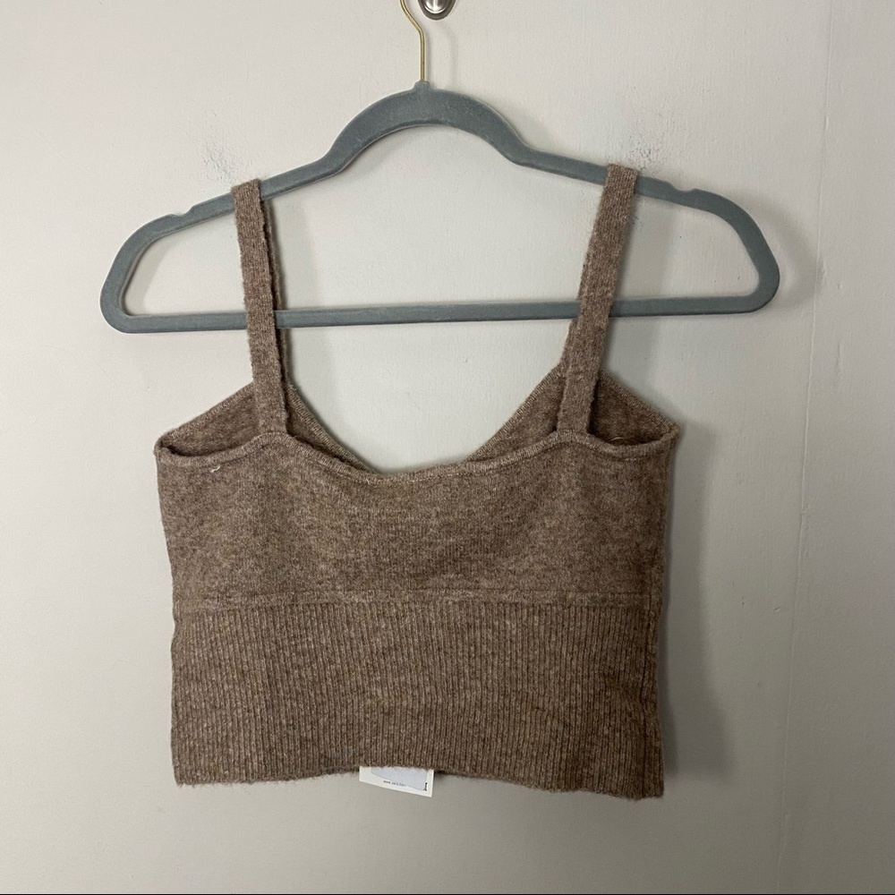 NWT Zara Wool Camel Blend Sweater Crop Top size Large - Picture 9 of 12